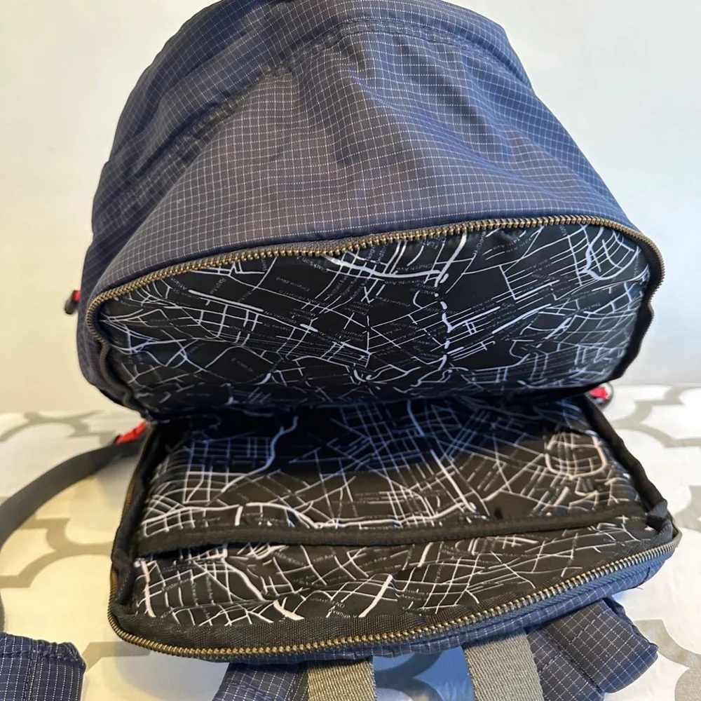 State Blue and Black Geometric Print Backpack